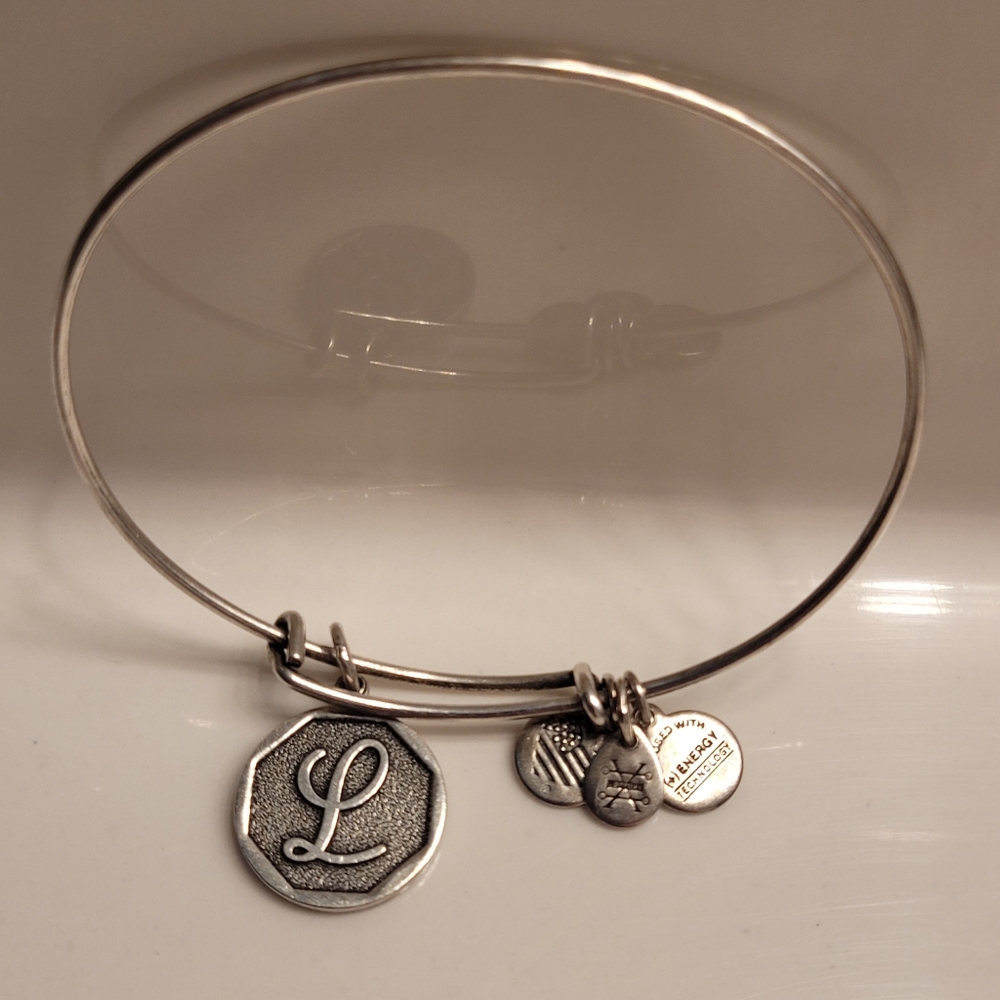 Alex and Ani Monogram Initial "L" Charm Bangle Bracelet Silver-tone - Picture 4 of 13